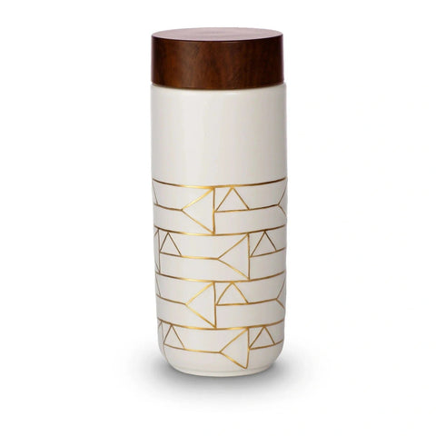 The Alchemical Signs Gold Ceramic Travel Mug-Tumblers-nikal + dust
