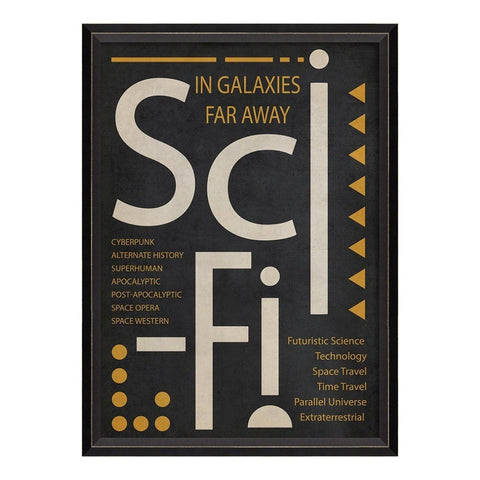 SciFi Poster White on Black - Framed Under Glass Wall Hanging