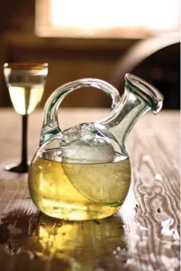 Tilted White Wine Decanter With Ice Pocket-Decanters-nikal + dust