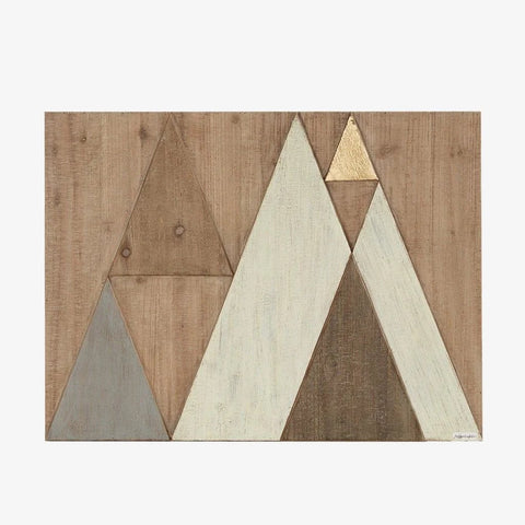 Triangle Wooden Wall Decor with Gold Accent Wall Hanging