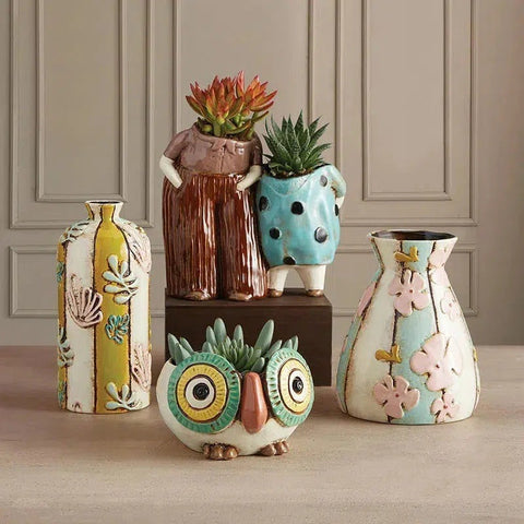 Vintage Floral Vase-Vases-nikal + dust
