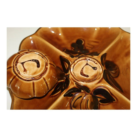 Vintage Chip And Dip Appetizer Two Piece Pottery Set