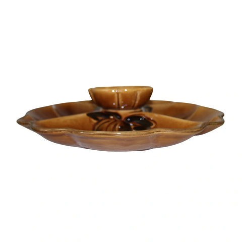 Vintage Chip And Dip Appetizer Two Piece Pottery Set