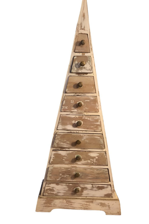 Vintage One-of-a-Kind Wood Pyramid Chest - 9 Drawers - 70" Tall