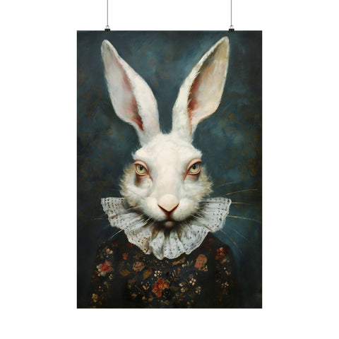 Framed White Rabbit Art Print 18x24