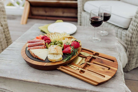 Acacia and Slate Serving Board with Cheese Tools - nikal + dust