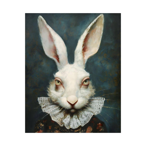 Framed White Rabbit Art Print 18x24