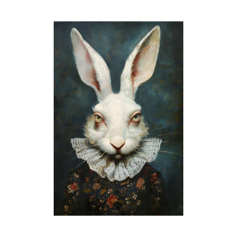 Framed White Rabbit Art Print 18x24