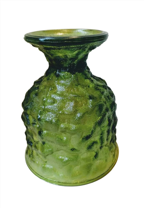 Vintage EO Brody Co. Cleveland USA Green Crinkle Textured Glass Pedestal Vase 6 1/4" (SET of 2)