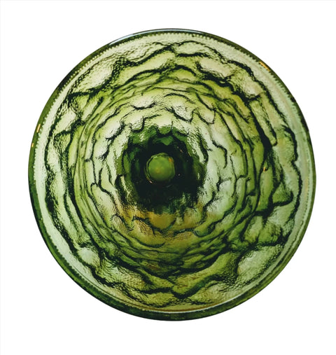 Vintage EO Brody Co. Cleveland USA Green Crinkle Textured Glass Pedestal Vase 6 1/4" (SET of 2)