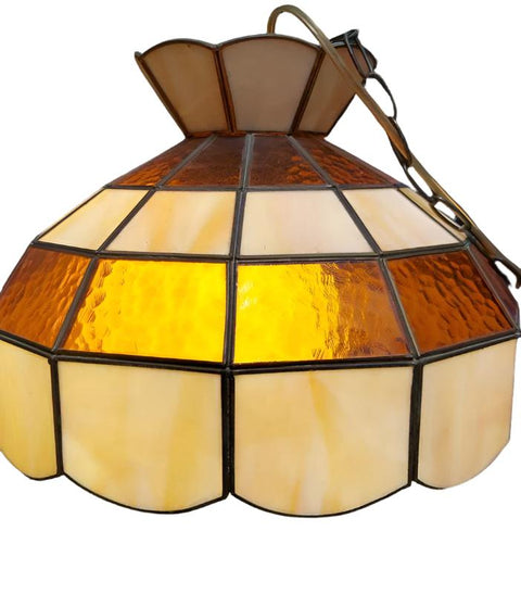 Vintage Hanging Stained Glass Swag Light