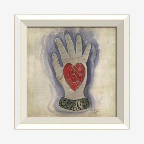 Peace and Love Hand Framed/Glass Wall Hanging