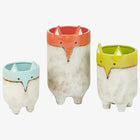 Ceramic Fox Planters - Set Of 3 Planters