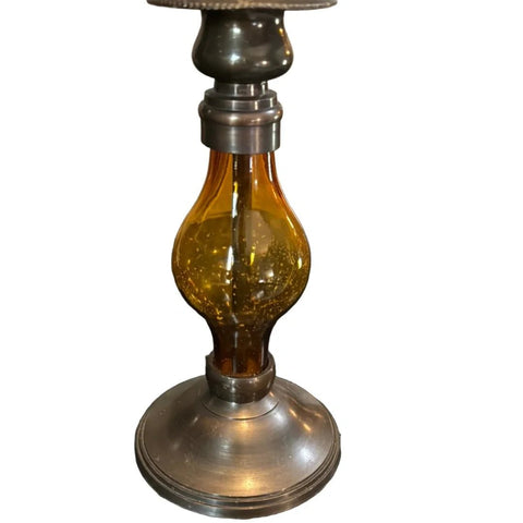 Amber Candle Stick Holder 7" tall 