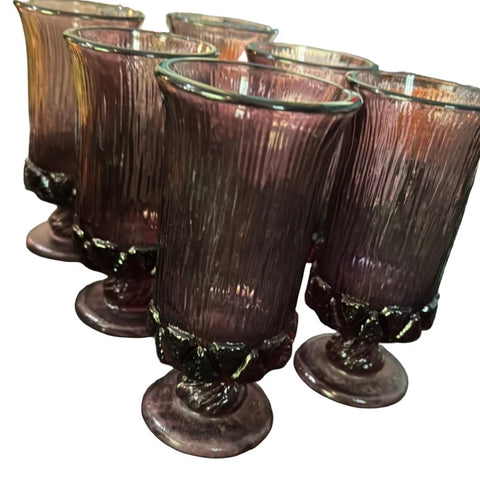 Vintage Amethyst Fostoria Sorrento Glass Goblets - Set of 6