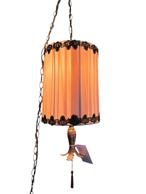 Beautiful MCM Swag Light with Drum Shade