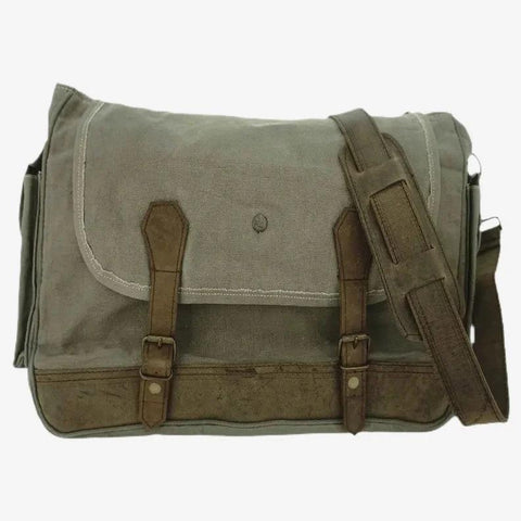 Olive Canvas Unisex Crossbody/Messenger Bag-Messenger Bags-nikal + dust