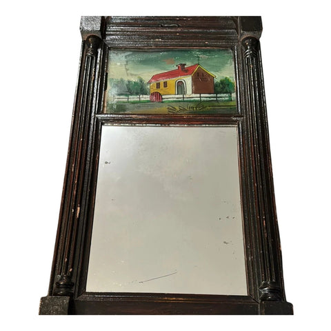 Antique Federal Trumeau Mirror With Painted Panel