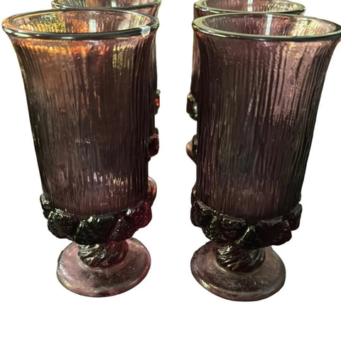 Vintage Amethyst Fostoria Sorrento Glass Goblets - Set of 6