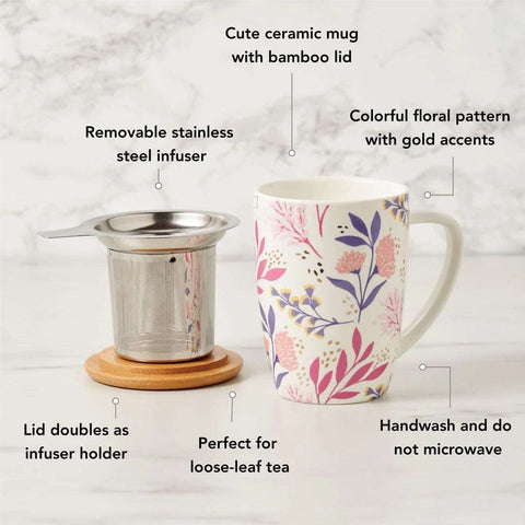 Bailey Botanical Bliss Ceramic Tea Mug & Infuser