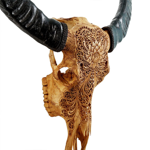 Authentic hand-carved Buffalo Skull from Indonesia | Antique Lotus