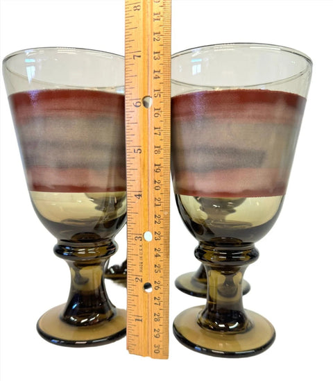 Libbey Sango Nova Brown Stemmed Glasses set of 4