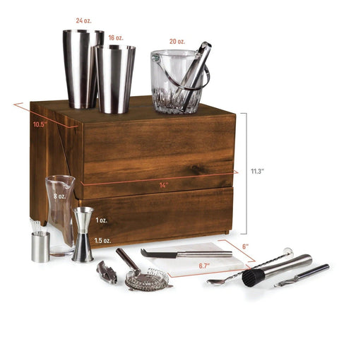 Madison Acacia Tabletop Bar Set-Bar Sets-nikal + dust