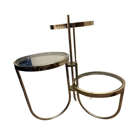 Mid Century Modern Plant Stand Floor Lamp in Gold Chrome