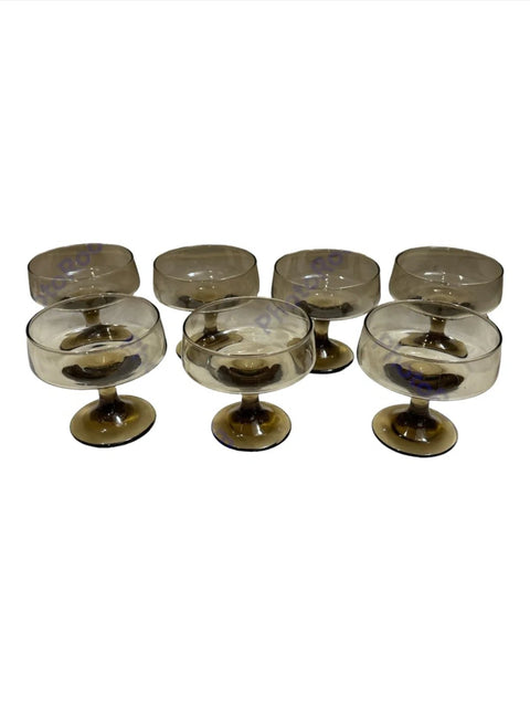 Mid Century Vintage Libbey Tawney Accent Smoke Brown Cocktail Glasses - Set Of 7