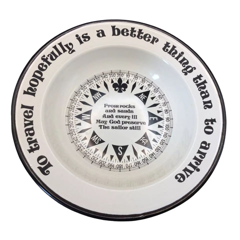 Vintage Enamel Bowel - "To Travel Hopefully IS A Better Thing Than To Arrive"