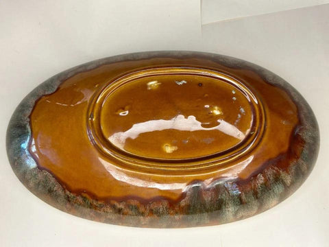 Vintage 1970s Brown Ceramic, Glaze Pottery Serving Bowl/Dish