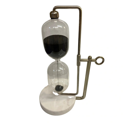 Vintage Daystar Hourglass Black Sand Timer Stone Base 15min