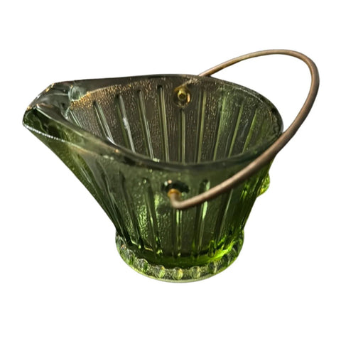 Vintage Green Federal Glass Bucket Ash Tray