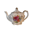 Vintage Musical Tea Pot Wind Up Floral Gold Trim Tea Pot