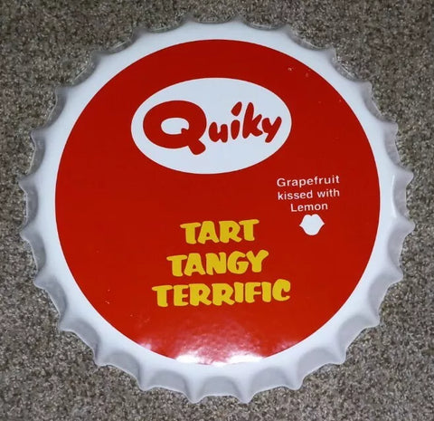 Vintage Quicky Soda Pop - Metal Bottle Cap - 13.5"d
