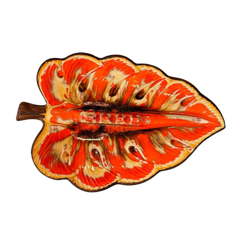 Vintage Treasure Craft Ashtray Orange Leaf 1963 USA #29