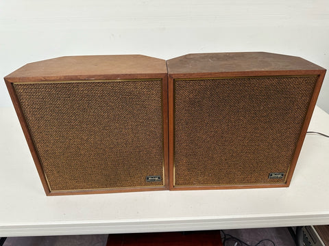 Pair Of Vintage Wharfedale Quadraphonic Loudspeakers Model W35 - Perfect Condition and Sound Amazing - 15"H  [circa 1970]