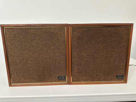 Pair Of Vintage Wharfedale Quadraphonic Loudspeakers Model W35 - Perfect Condition and Sound Amazing - 15"H  [circa 1970]