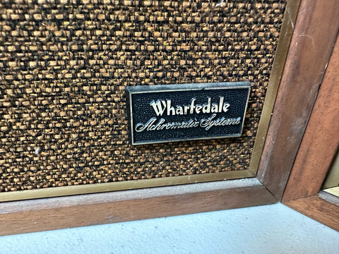 Pair Of Vintage Wharfedale Quadraphonic Loudspeakers Model W35 - Perfect Condition and Sound Amazing - 15"H  [circa 1970]