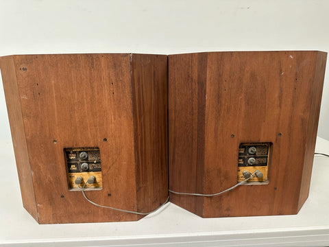 Pair Of Vintage Wharfedale Quadraphonic Loudspeakers Model W35 - Perfect Condition and Sound Amazing - 15"H  [circa 1970]