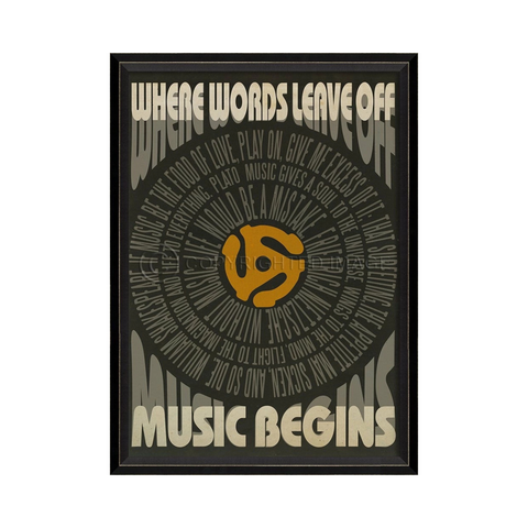 Where Words Leave Off Music Begins - Framed Under Glass - 18” x 25