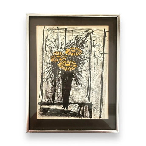Bernard Buffet Signed Lithograph "Flowers" w/COA