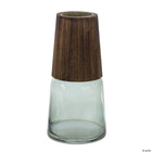 Tapered Glass Vase with Wood Accent - Set of 2 Vases